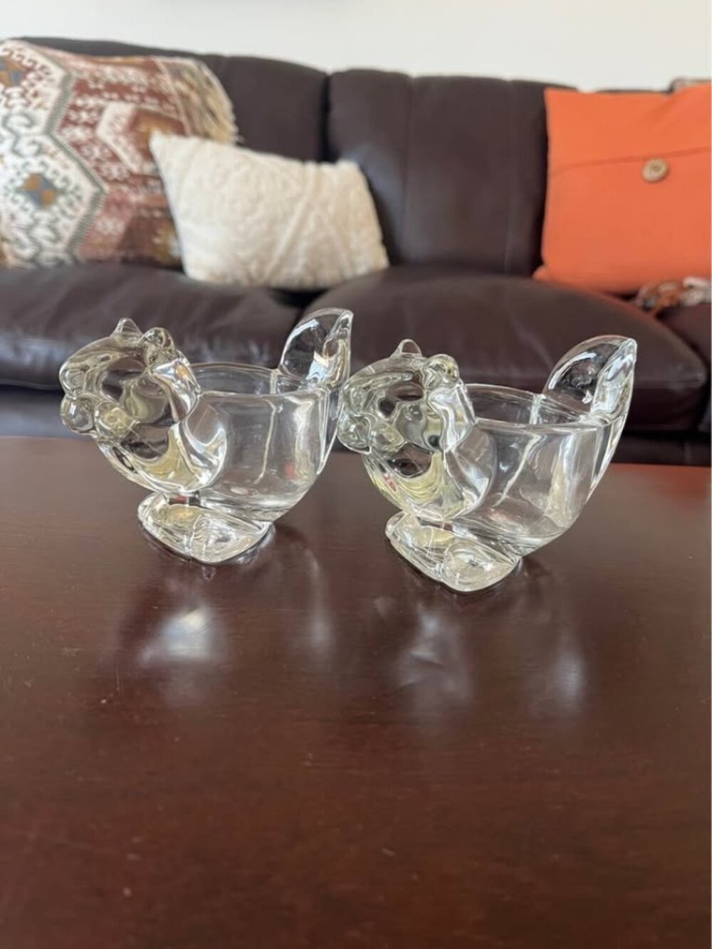 Vintage Collectible Avon Glass Squirrel Votive Candle Holders Set Of 2